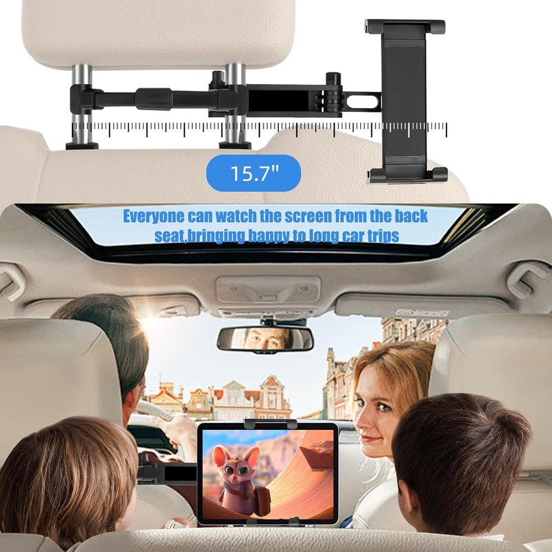 Buinblu Tablet Holder for Car Headrest,Foldable Stand Compatible with 6-13" iPad,Air,Mini,Switch,360° Adjustable Rotation,Essential for Road Travel,Black - Image 5